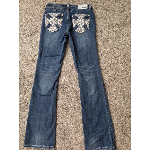 Grace In LA Jeans Womens 11 Blue Medium Wash Rhinestone Bling Boot Cut Western - Picture 13 of 14